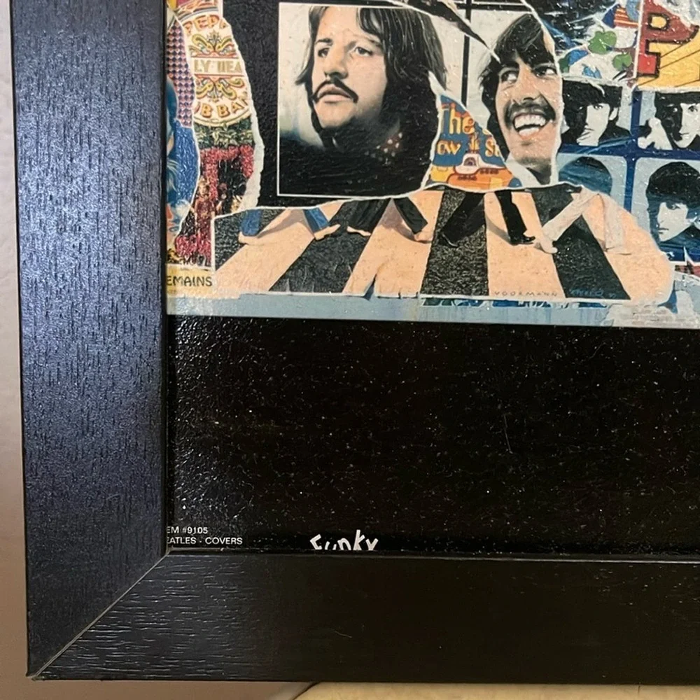 The Beatles Album‎ Cover Collage Framed Art 34x24 Glazed Wall Decor Black Frame